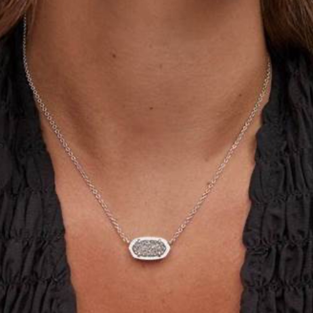 Kendra Scott Silver Elisa Platinum Drusy Pendant necklace